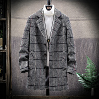 BaLuoShang秋冬季风衣男士外套中长款加绒厚毛呢子韩版潮流大衣男装2020新款风衣