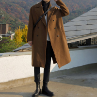 BaLuoShang呢子大衣男中长款2020新款英伦风韩版日系风衣冬季加厚毛呢外套潮风衣