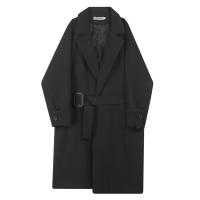 BaLuoShang秋冬新款暗黑系先锋个性腰带装饰男士中长款风衣气质青年大衣外套风衣