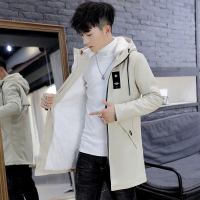 BaLuoShang秋冬季加绒加厚男士外套棉衣 2020年风衣韩版修身中长款时尚夹克风衣