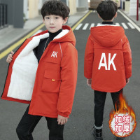 BaLuoShang男童秋冬外套2020新款连帽加绒风衣中长款网红夹棉夹克中大童潮装风衣