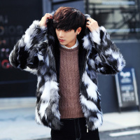 BaLuoShang冬季明星同款貂皮大衣男花色风衣潮流气质社会小伙毛绒仿皮草外套风衣