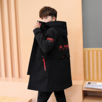BaLuoShang加绒冬装外套男中长款风衣高中生秋季韩版学生青少年帅气男士夹克风衣
