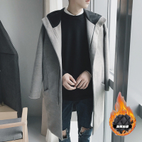 BaLuoShang堡奈男士连帽中长款风衣外套2020秋冬新款学生韩版宽松呢料风衣潮风衣