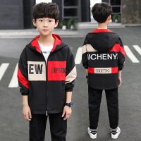 BaLuoShang套装男童连帽加棉风衣2020新款中大童秋冬季小男孩韩版加厚外套潮风衣