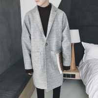 BaLuoShang2020秋冬新款毛呢风衣男中长款韩版潮流宽松风衣外套男士呢子大衣风衣