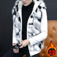 BaLuoShang秋冬季男士棉衣青年保暖皮草大衣加厚一体棉服男装棉袄外套潮棉衣