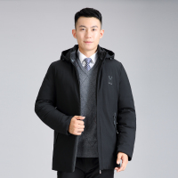 BaLuoShang冬装中老年男士长款羽绒棉棉服大码宽松连帽加厚过膝盖超长版大衣毛呢大衣