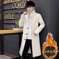 BaLuoShang男士风衣长款过膝修身呢子外套男韩版潮流秋冬季中长款毛呢大衣男毛呢大衣