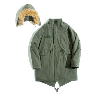 BaLuoShang马登工装 美式复古二战M65派克鱼尾风衣连帽长款外套军大衣棉服男毛呢大衣