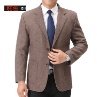 BaLuoShang单件西服外套中年男士休闲西装秋冬季商务男装中老年人毛呢西服毛呢大衣