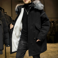 BaLuoShang棉衣男冬季加厚加绒中长款帅气派克大衣羽绒棉服有带帽子棉袄外套棉衣