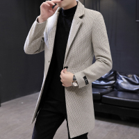 BaLuoShang毛呢风衣男中长款韩版修身呢子外套2020新款冬季加厚英伦长款大衣毛呢大衣