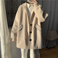 BaLuoShang旋律风车毛呢大衣男落肩秋冬季韩版呢子外套宽松2020新款上衣潮流毛呢大衣