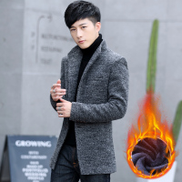 BaLuoShang春秋韩版男休闲西服上衣外套帅气时尚青年英伦修身毛呢单小西装毛呢大衣