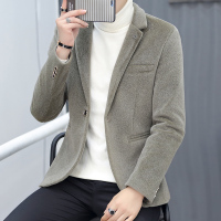 BaLuoShang毛呢大衣男短款西服外套男春秋装韩版潮流西装领呢子休闲帅气夹克毛呢大衣