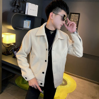 BaLuoShang精神小伙外套男秋冬韩版潮流毛呢子夹克修身短款炸街痞帅男装大衣毛呢大衣
