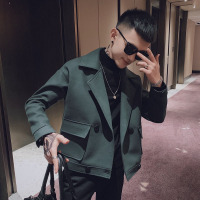 BaLuoShang2020秋冬潮男夹克毛呢外套韩版修身潮流款社会小伙帅气潮牌上衣服毛呢大衣