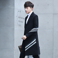 BaLuoShang秋季风衣男中长款潮牌毛呢大衣男士韩版帅气修身过膝呢子外套秋冬毛呢大衣