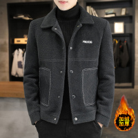 BaLuoShang冬季金貂绒男士毛呢大衣短款韩版潮流加厚呢子外套夹克加绒小风衣毛呢大衣