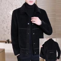 BaLuoShang毛呢大衣男秋冬季加厚男士呢子外套短款夹克貂绒韩版妮子2020新款毛呢大衣