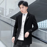 BaLuoShang毛呢子风衣男秋冬中短款大衣韩版修身毛呢外套2020新款潮流男装毛呢大衣