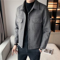 BaLuoShang毛呢外套男秋冬款加厚保暖修身韩版呢子大衣潮流纯色男士夹克冬装毛呢大衣