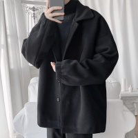 BaLuoShang秋冬款港风衣妮子绒外套男西服加肥加大码胖子青年厚款毛呢大衣毛呢大衣