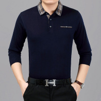 BaLuoShang爸爸长袖t恤男翻领加绒加厚保暖带领卫衣冬季中老年秋衣上衣外穿卫衣