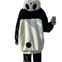 BaLuoShang冬季加厚可爱棉服熊猫宽松两面穿棉衣男羔绒仿皮草外套韩版潮流棉衣