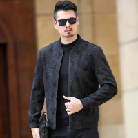 BaLuoShang中年毛呢夹克男秋冬季加棉加厚棒球领短款休闲上衣爸爸冬装外套男毛呢大衣