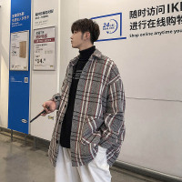 BaLuoShang秋冬季港风潮流宽松休闲男士格子外套大码毛呢大衣中长款呢子风衣毛呢大衣