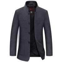 BaLuoShang加厚新款呢子大衣男短款中年爸爸冬装外套中老年人妮子冬季毛呢毛呢大衣