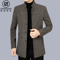 BaLuoShang男士毛呢外套男大衣中长款2020新款秋冬季中年爸爸装呢子加厚上衣毛呢大衣