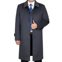 BaLuoShang中老年爸爸男装大衣过膝超长款毛呢子绒大衣加厚呢外套风衣冬季毛呢大衣