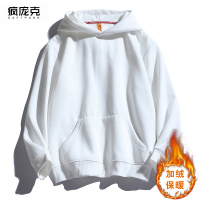 BaLuoShang橙色高街加绒连帽衫日系潮牌西海岸原宿风潮男加肥加大码卫衣男女卫衣