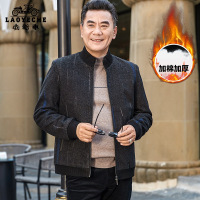 BaLuoShang老爷车中年男士冬季加棉加厚毛呢爸爸冬装外套夹克中老年呢衣毛呢大衣