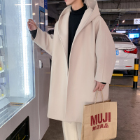 BaLuoShang中长款风衣男韩版宽松潮流帅气英伦毛呢大衣秋冬潮牌休闲百搭披风毛呢大衣