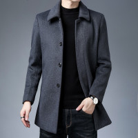 BaLuoShang双面绒大衣男中长款毛西装秋冬季加厚毛呢西服中年双面呢外套毛呢大衣