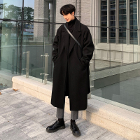 BaLuoShang加肥加大毛呢大衣男超长款冬季加厚宽松大码帅气过膝风衣外套绒毛呢大衣
