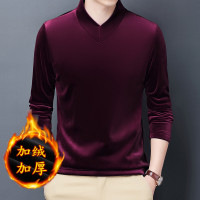 BaLuoShang秋冬季加绒金丝绒男士长袖T恤V领加厚保暖内搭打底衫潮流体桖卫衣卫衣