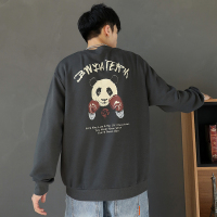 BaLuoShang男士冬季长袖卫衣男潮牌圆领秋冬款加绒加厚宽松熊猫衣服上衣潮流卫衣