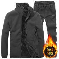 BaLuoShang运动套装男秋冬季摇粒绒加绒加厚保暖两件套青年男士抓绒卫衣外套卫衣