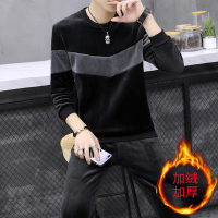 BaLuoShang金丝绒套装男士加绒加厚运动卫衣双面绒两件套潮男秋冬季帅气一套卫衣
