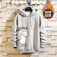 BaLuoShang秋冬猫咪印花加绒加厚连帽卫衣男士大码宽松学生上衣韩版潮流外套卫衣