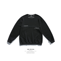 BaLuoShang春季卫衣男国潮纯色拼接宽松OVERSIZE情侣说唱圆领打底衫上衣卫衣