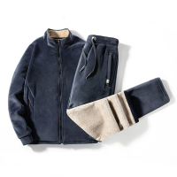 BaLuoShang超暖和银狐绒加绒卫衣男休闲羔绒运动套装秋冬款金丝绒大码外套卫衣