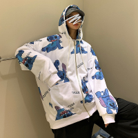 BaLuoShang2020秋季新款运动男生连帽拉链开衫卫衣健身史迪仔卡通棒球外套卫衣