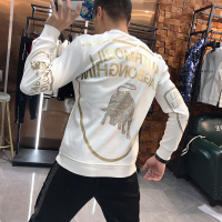 BaLuoShang加绒加厚金牛卫衣牛年本命年衣服男士2020秋冬款烫钻红色修身上衣卫衣