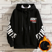 BaLuoShang青少年开衫拉链卫衣外套男加绒厚秋冬款初中学生冬季运动套装连帽卫衣